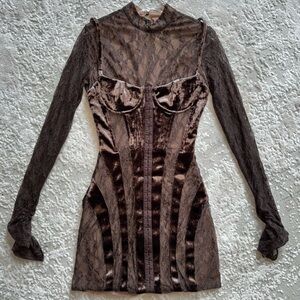 House of CB Brown Lace Mini Dress